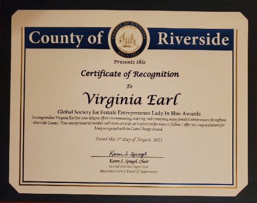 County of Riverside Certificate of Recognition